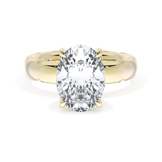 Oval Solitaire Cigar Band Engagement Ring