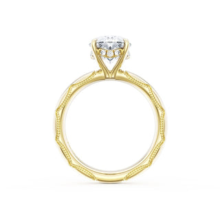 Oval Solitaire Cigar Band Engagement Ring