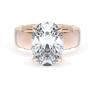 Oval Solitaire Cigar Band Engagement Ring