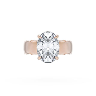 Oval Solitaire Cigar Band Engagement Ring