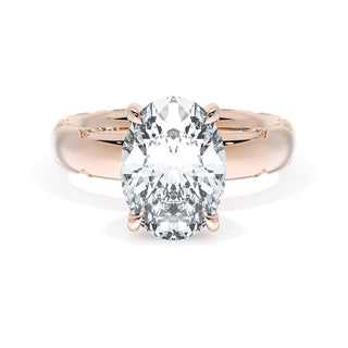Oval Solitaire Cigar Band Engagement Ring