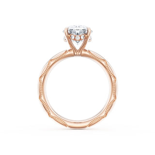 Oval Solitaire Cigar Band Engagement Ring
