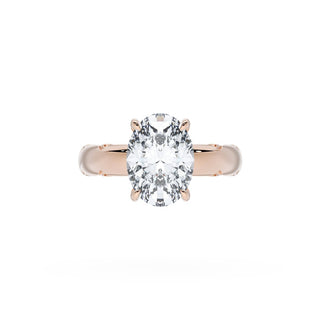 Oval Solitaire Cigar Band Engagement Ring