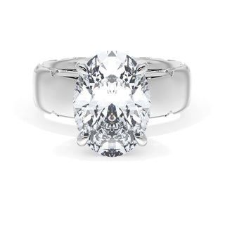 Oval Solitaire Cigar Band Engagement Ring