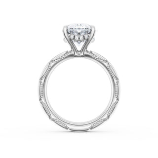 Oval Solitaire Cigar Band Engagement Ring