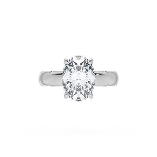 Oval Solitaire Cigar Band Engagement Ring