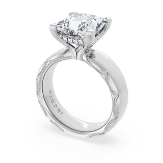 Princess Solitaire Cigar Band Engagement Ring