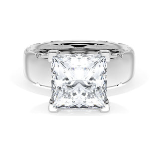 Princess Solitaire Cigar Band Engagement Ring