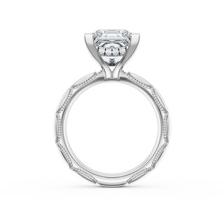 Princess Solitaire Cigar Band Engagement Ring