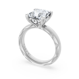 Princess Solitaire Cigar Band Engagement Ring
