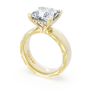 Princess Solitaire Cigar Band Engagement Ring