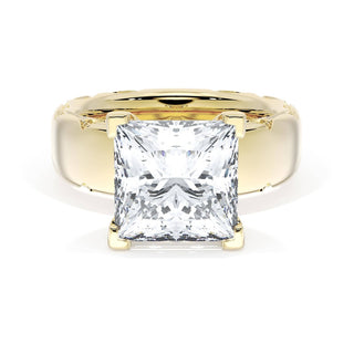 Princess Solitaire Cigar Band Engagement Ring