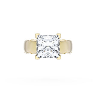 Princess Solitaire Cigar Band Engagement Ring