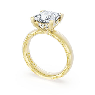 Princess Solitaire Cigar Band Engagement Ring