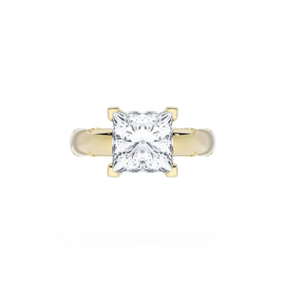 Princess Solitaire Cigar Band Engagement Ring