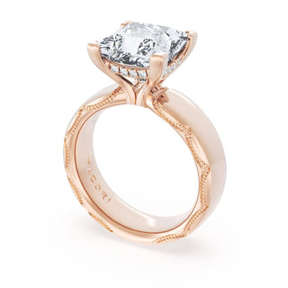Princess Solitaire Cigar Band Engagement Ring