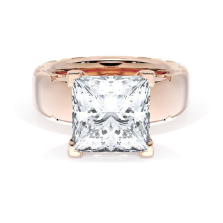Princess Solitaire Cigar Band Engagement Ring