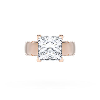 Princess Solitaire Cigar Band Engagement Ring