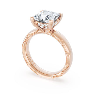Princess Solitaire Cigar Band Engagement Ring