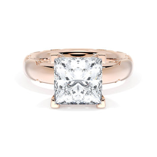 Princess Solitaire Cigar Band Engagement Ring