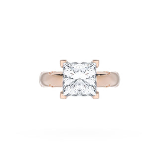 Princess Solitaire Cigar Band Engagement Ring