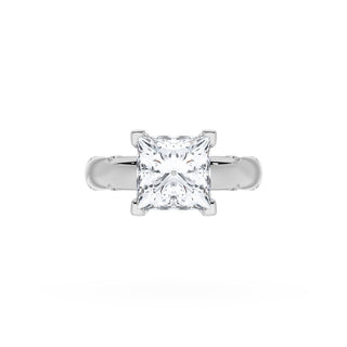 Princess Solitaire Cigar Band Engagement Ring