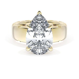 Pear Solitaire Cigar Band Engagement Ring