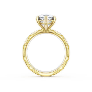 Pear Solitaire Cigar Band Engagement Ring