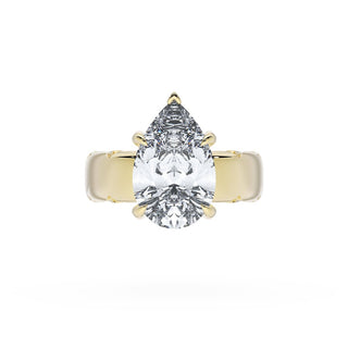 Pear Solitaire Cigar Band Engagement Ring