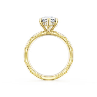 Pear Solitaire Cigar Band Engagement Ring