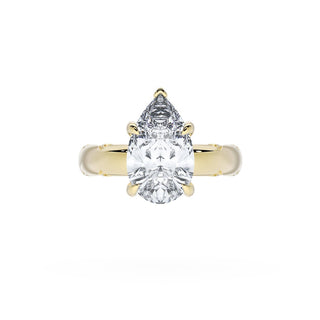 Pear Solitaire Cigar Band Engagement Ring