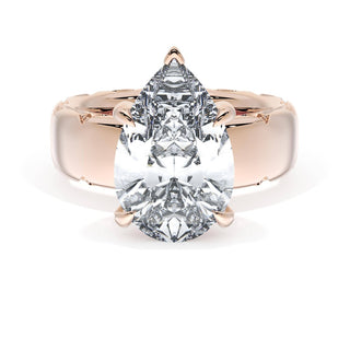 Pear Solitaire Cigar Band Engagement Ring