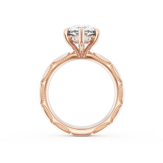 Pear Solitaire Cigar Band Engagement Ring