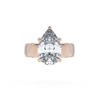 Pear Solitaire Cigar Band Engagement Ring