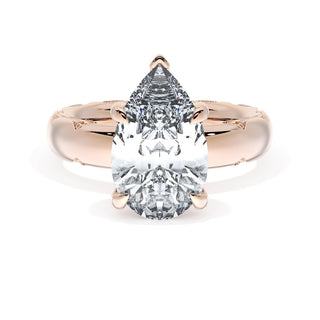 Pear Solitaire Cigar Band Engagement Ring