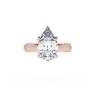 Pear Solitaire Cigar Band Engagement Ring