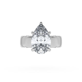 Pear Solitaire Cigar Band Engagement Ring