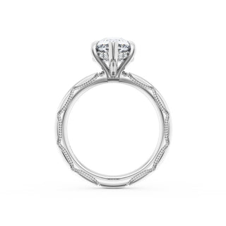 Pear Solitaire Cigar Band Engagement Ring