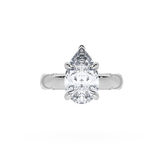 Pear Solitaire Cigar Band Engagement Ring