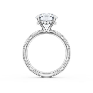 Round Solitaire Cigar Band Engagement Ring
