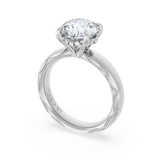 Round Solitaire Cigar Band Engagement Ring