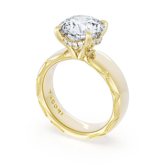 Round Solitaire Cigar Band Engagement Ring