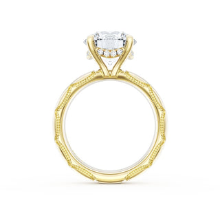 Round Solitaire Cigar Band Engagement Ring