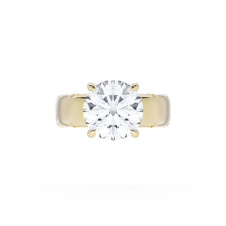 Round Solitaire Cigar Band Engagement Ring