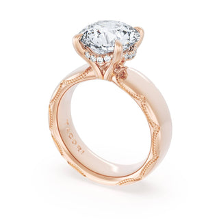 Round Solitaire Cigar Band Engagement Ring