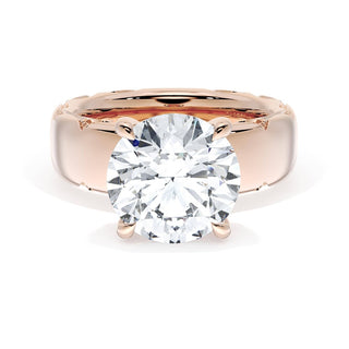 Round Solitaire Cigar Band Engagement Ring