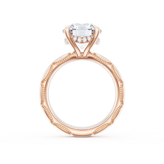 Round Solitaire Cigar Band Engagement Ring