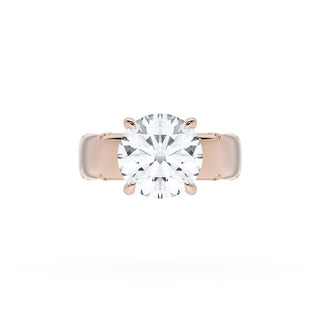 Round Solitaire Cigar Band Engagement Ring