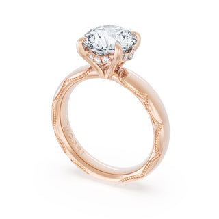 Round Solitaire Cigar Band Engagement Ring