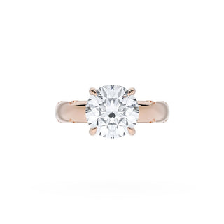 Round Solitaire Cigar Band Engagement Ring